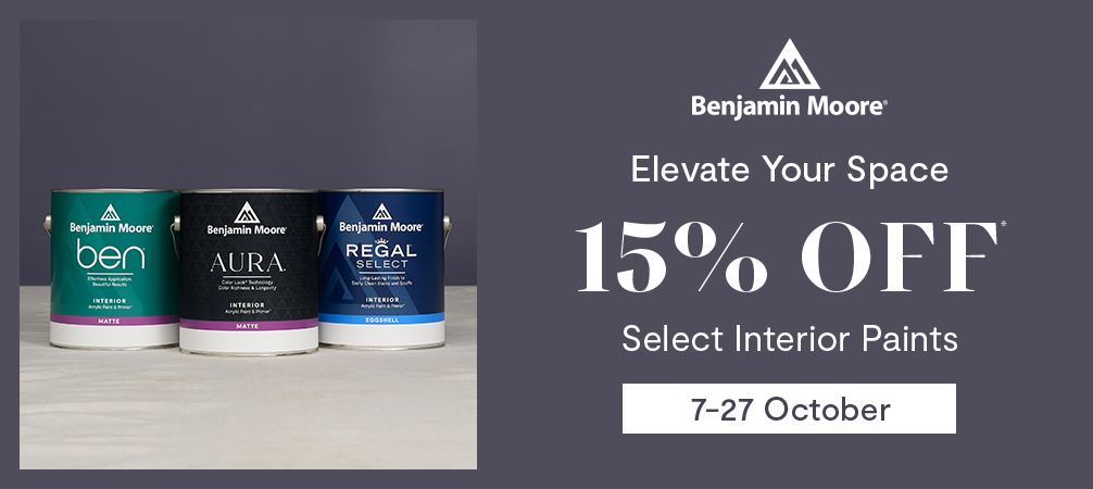 Elevate Your Space.  15% OFF Select Interior Paints - 7-27 October